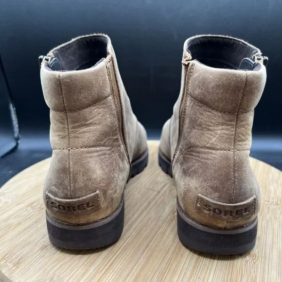 Sorel Harlow Womens Size 8 Brown Zip Waterproof Leather Boots NL3735-242 - Picture 4 of 9